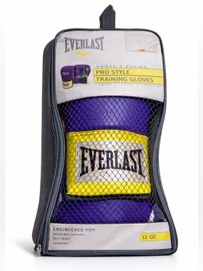 Everlast Women’s Pro Style Training Gloves – 12 oz Boxing Gloves (Purple/Yellow)